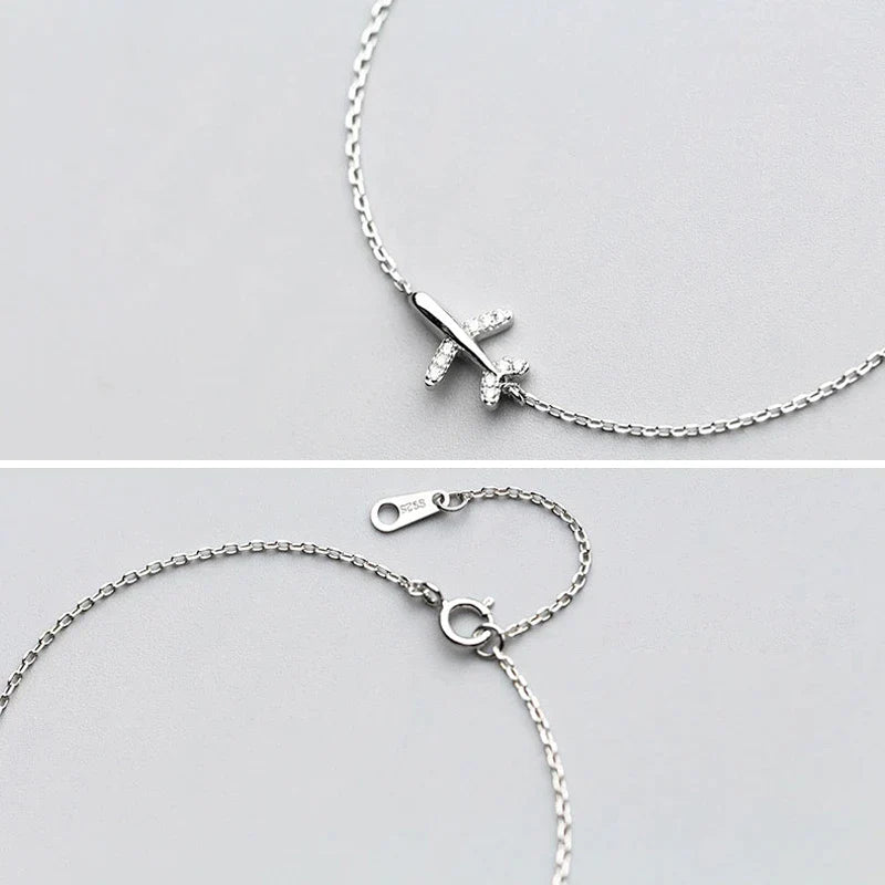 Bracelet en argent en forme d'avion