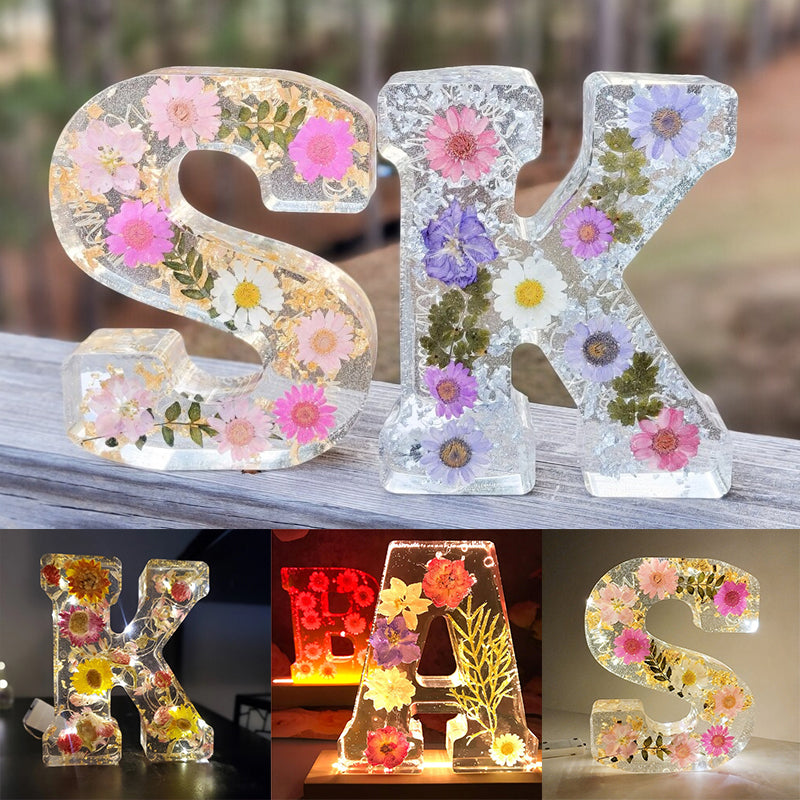 Veilleuse FloraGlow Flower | Lampe à initiales décorative avec éclairage LED doux pour une ambiance romantique