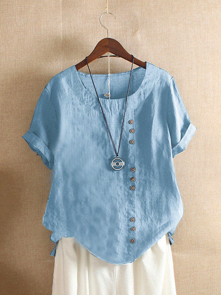 T-shirt Uni à Manches Courtes et Col Rond – Samantha