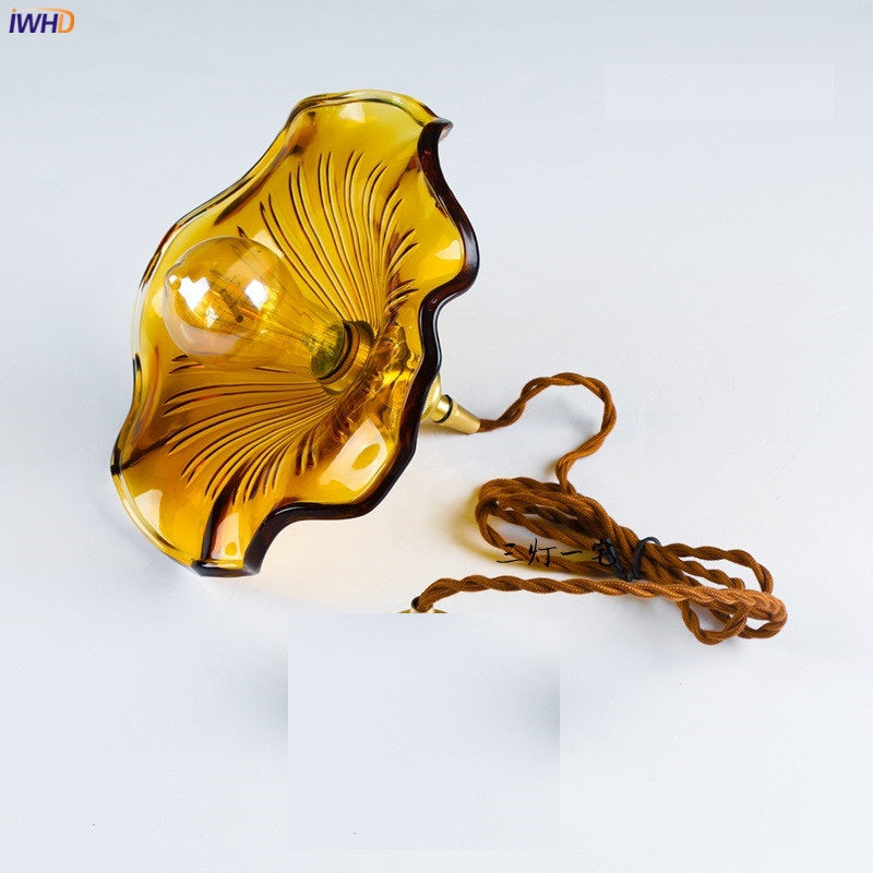 Suspension LED Design Nordique | Éclairage en verre coloré et cuivre pour chambre, salon & bar