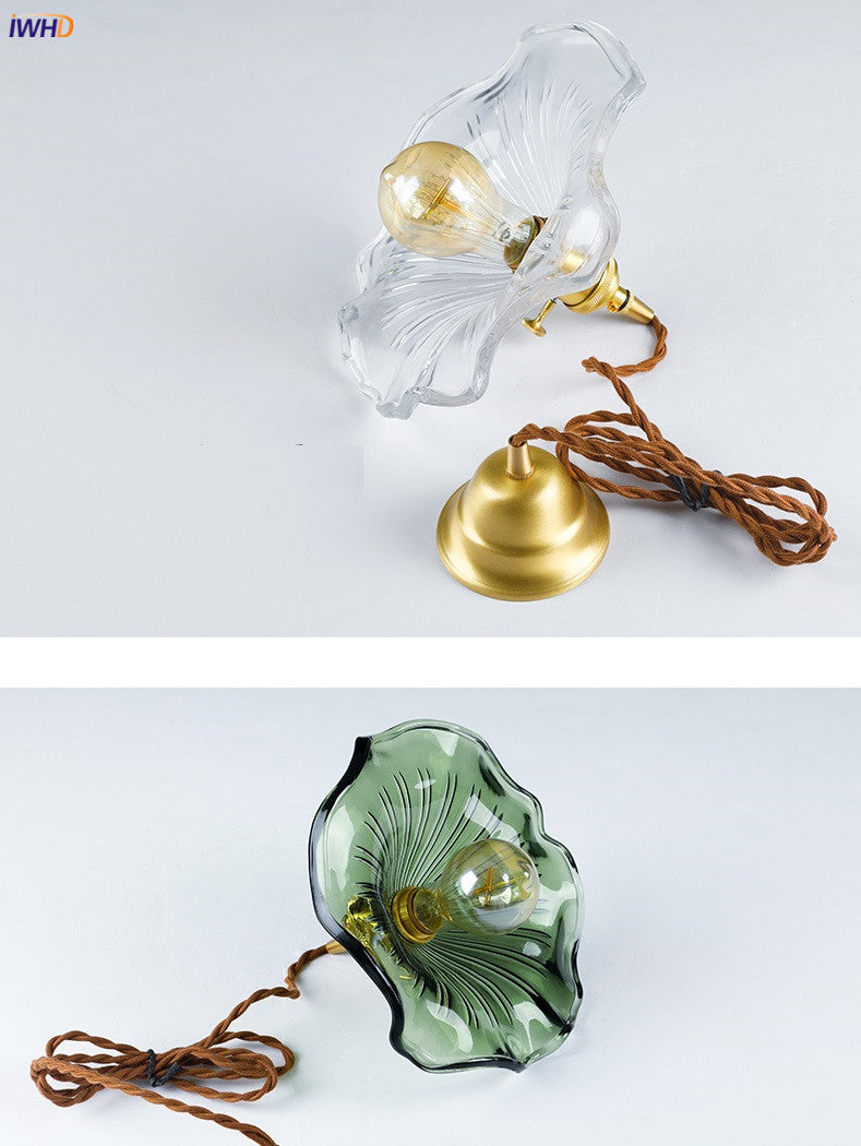 Suspension LED Design Nordique | Éclairage en verre coloré et cuivre pour chambre, salon & bar