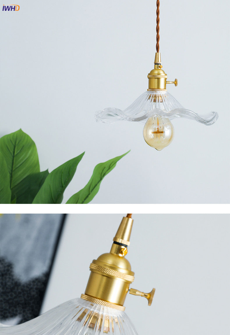 Suspension LED Design Nordique | Éclairage en verre coloré et cuivre pour chambre, salon & bar