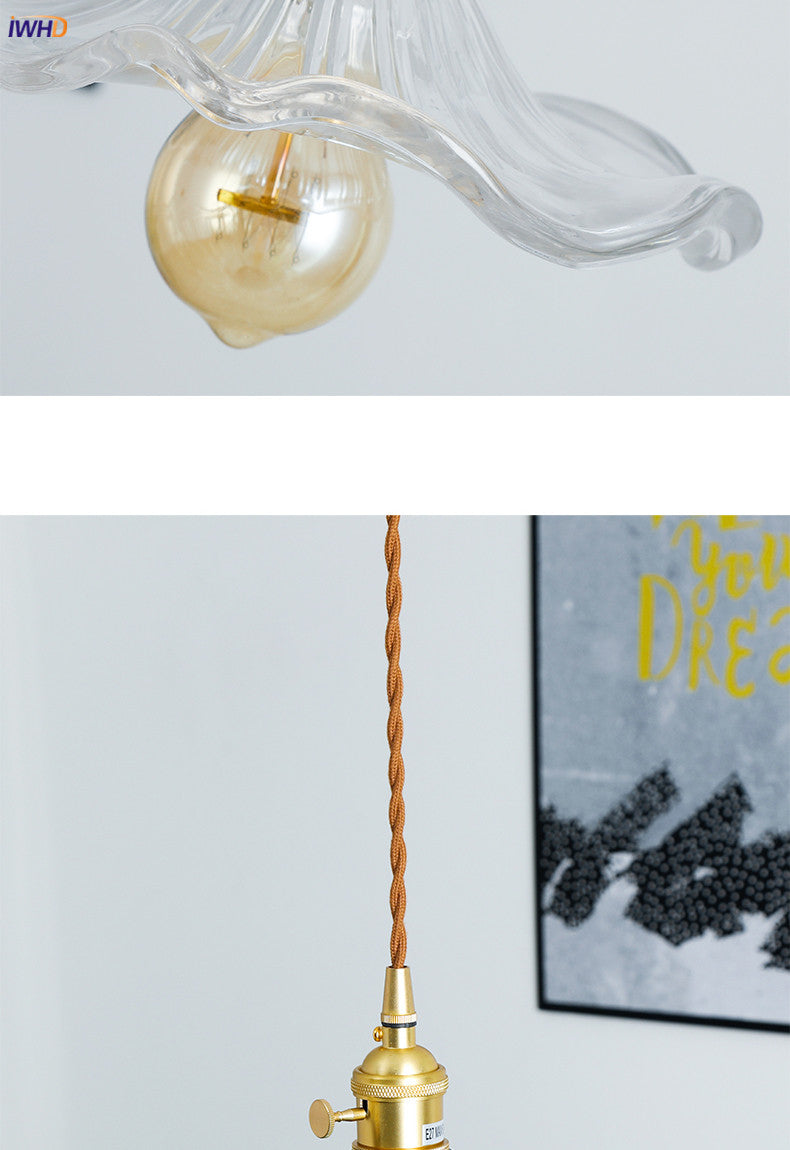 Suspension LED Design Nordique | Éclairage en verre coloré et cuivre pour chambre, salon & bar