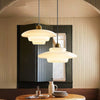 Suspension en Verre Blanc Laiton | Design Mid-Century Moderne | Variétés de Diamètre | Longueur de Suspension Réglable | Verre et Laiton | Convient pour 110V-120V | Élément Élégant pour Intérieur