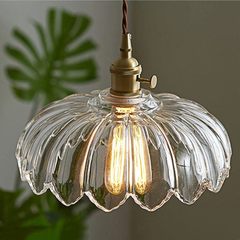 Suspension en Verre Bulle – Lampe Suspendue Élégante en Verre Transparent et Cuivre