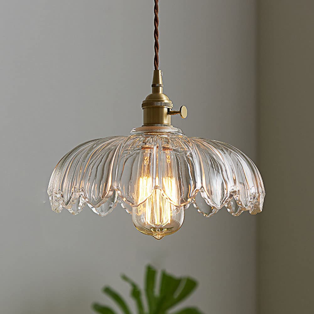 Suspension en Verre Bulle – Lampe Suspendue Élégante en Verre Transparent et Cuivre