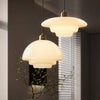 Suspension en Verre Blanc Laiton | Design Mid-Century Moderne | Variétés de Diamètre | Longueur de Suspension Réglable | Verre et Laiton | Convient pour 110V-120V | Élément Élégant pour Intérieur