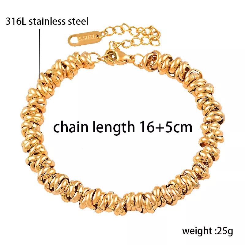 Bracelet chaîne perles dorées