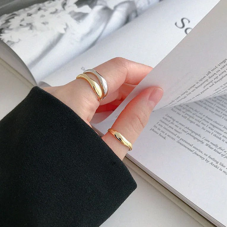 Bague ondulée simple en argent