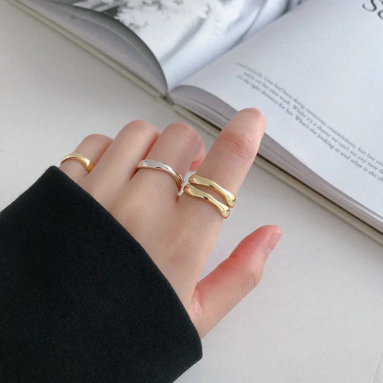 Bague ondulée simple en argent