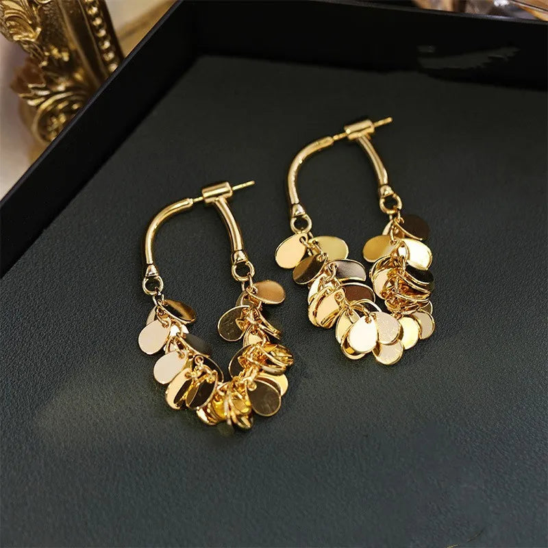 Boucles d'oreilles longues à franges en sequins