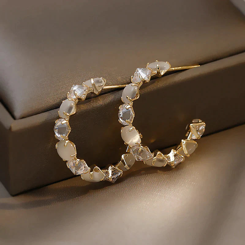 Boucles d'oreilles en opale iridescente