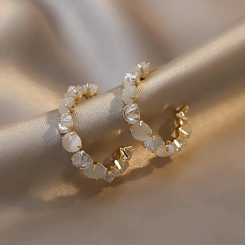 Boucles d'oreilles en opale iridescente