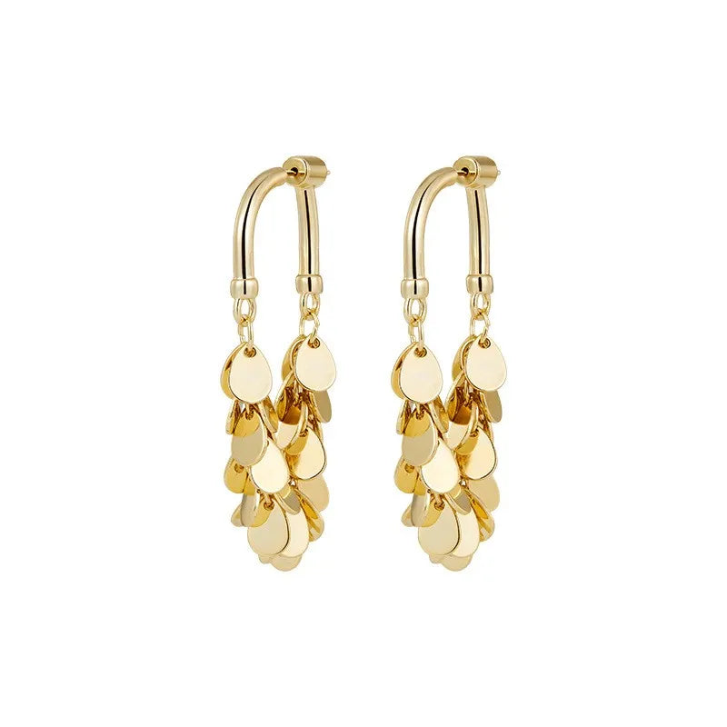 Boucles d'oreilles longues à franges en sequins
