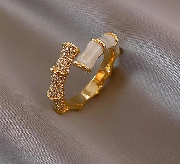 Bague réglable en design Opale-Bambou