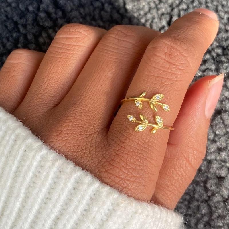 Bague en forme de feuille créative