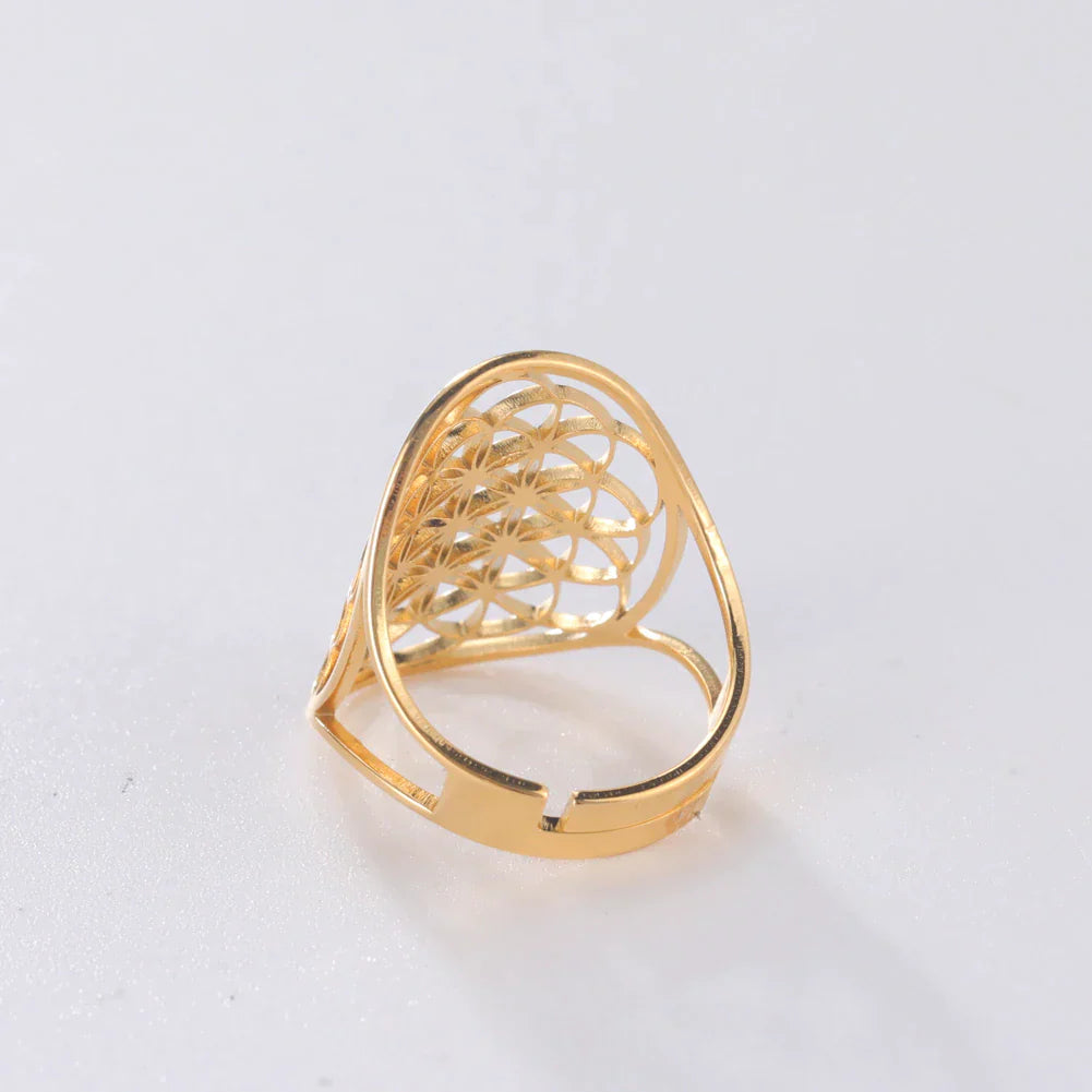 Bague ajustable « Fleur de Vie ».