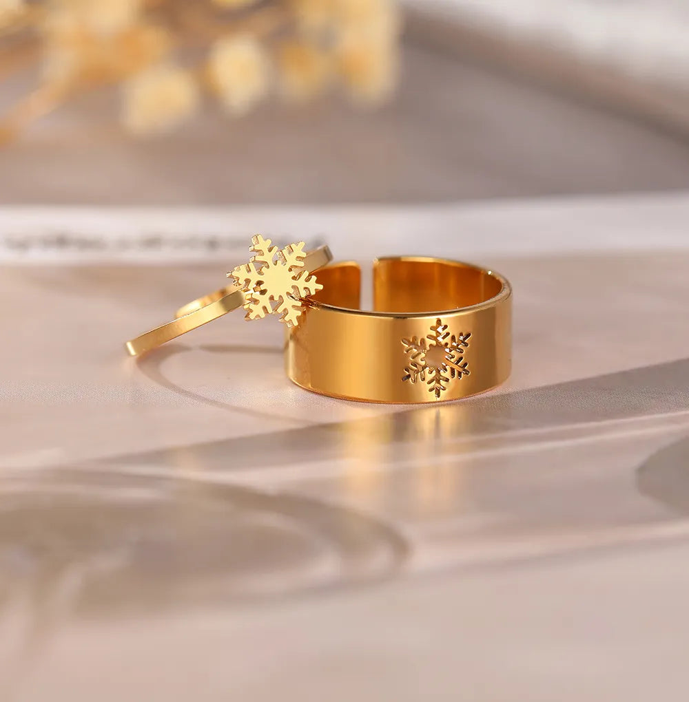 Bague de couple flocon de neige de Noël