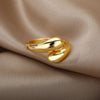 Bague ouverte avec perles dorées doubles