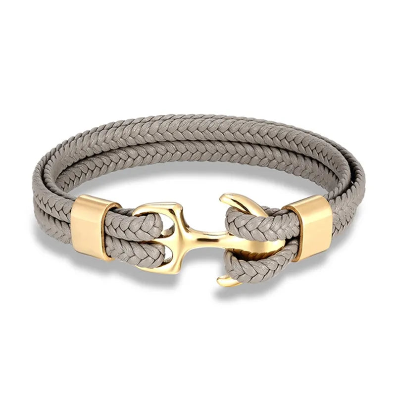 Bracelet en cuir ancre marine