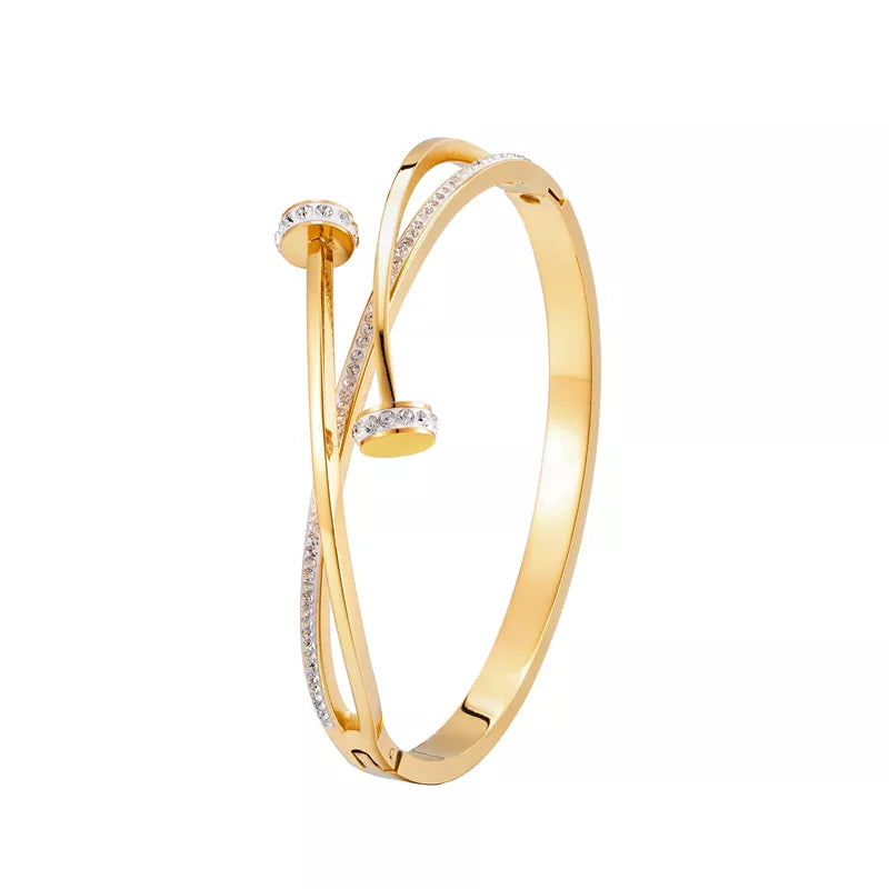 Bracelet en or avec tête de clou double