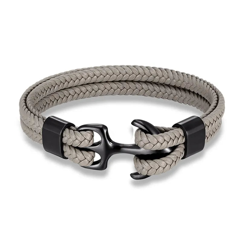 Bracelet en cuir ancre marine