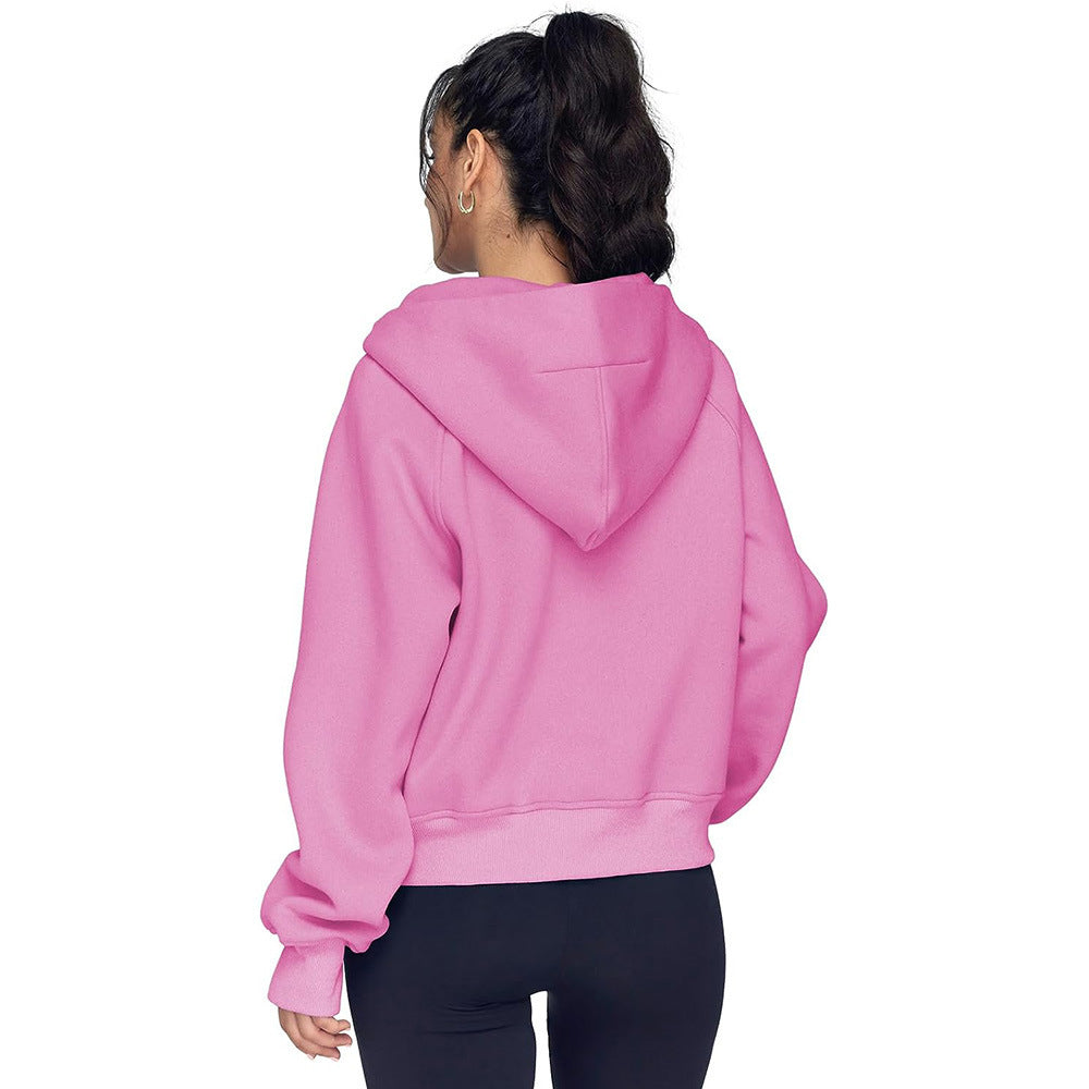 Sweat à Capuche Fleece à Demi-Zip – Pull Élégant pour Femmes pour des Tenues Confortables d'Automne/Hiver et des Couches de Streetwear