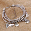 Bracelet en cuir naturel multicouche