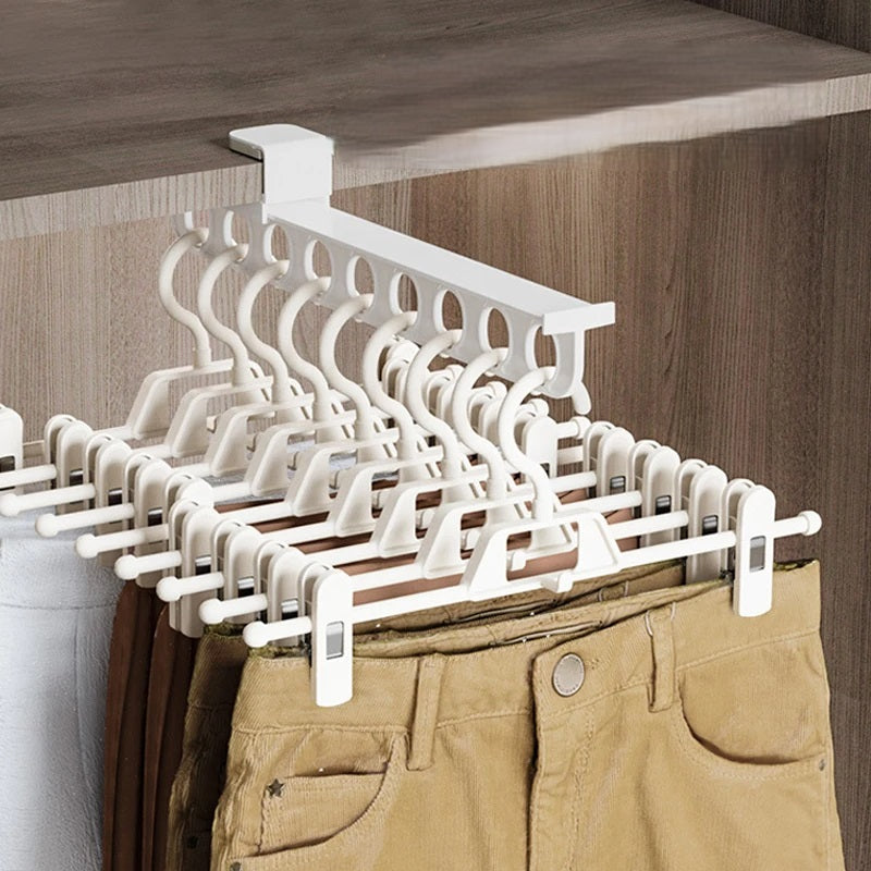 Porte-Pantalon Rétractable – Organisateur de Garde-Robe Économiseur d'Espace