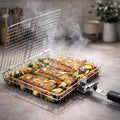 Panier de grillade pour viande, poisson & légumes | Accessoires de grillade en acier inoxydable pour BBQ | FlammenWerk