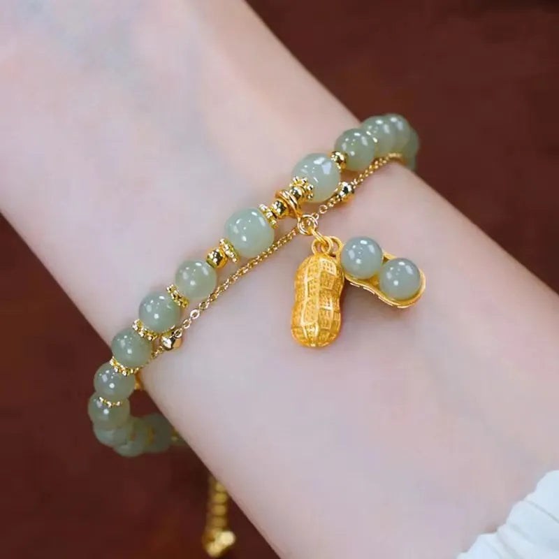 Bracelet en jade Hetien avec accent doré