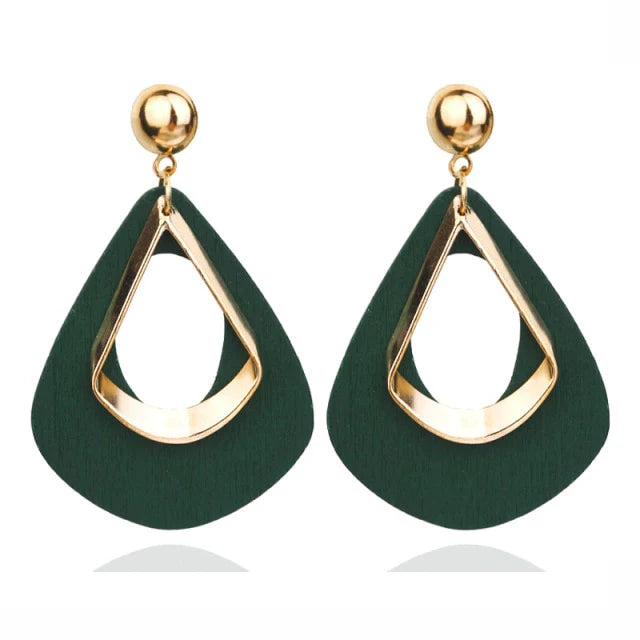 Boucles d'oreilles goutte d'eau en bois