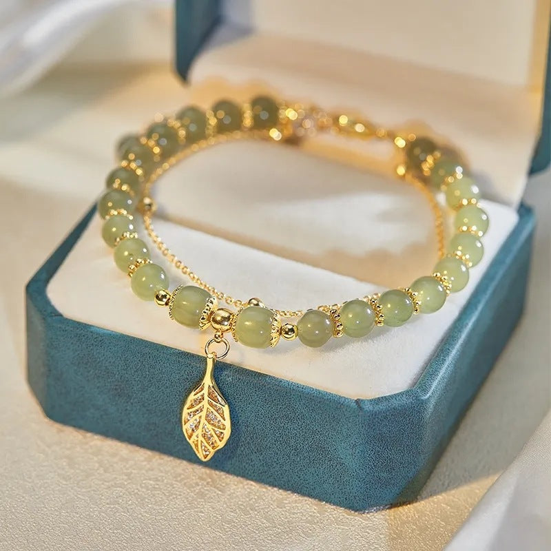 Bracelet en Jade Feuille