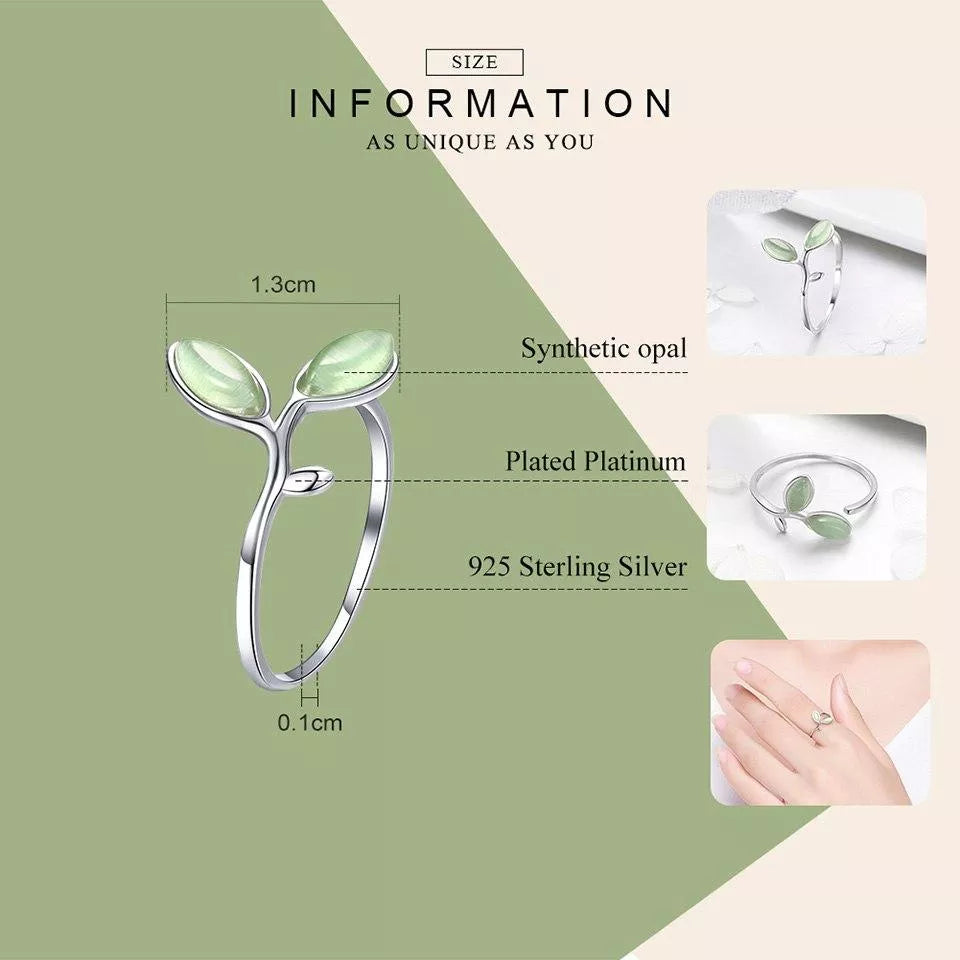 Bague en feuille d'opale verte