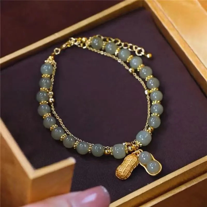 Bracelet en jade Hetien avec accent doré