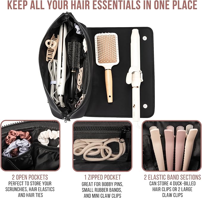 Trousse de voyage 2-en-1 pour outils capillaires & Tapis résistant à la chaleur
