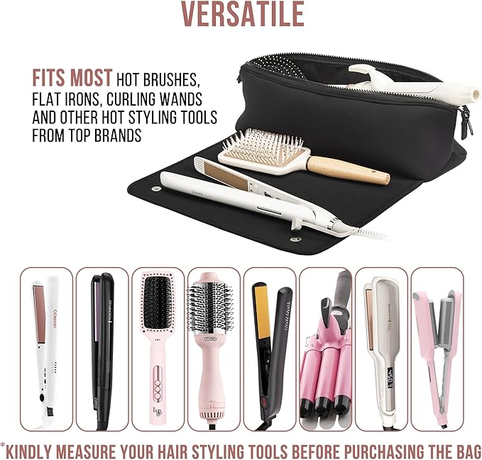 Trousse de voyage 2-en-1 pour outils capillaires & Tapis résistant à la chaleur