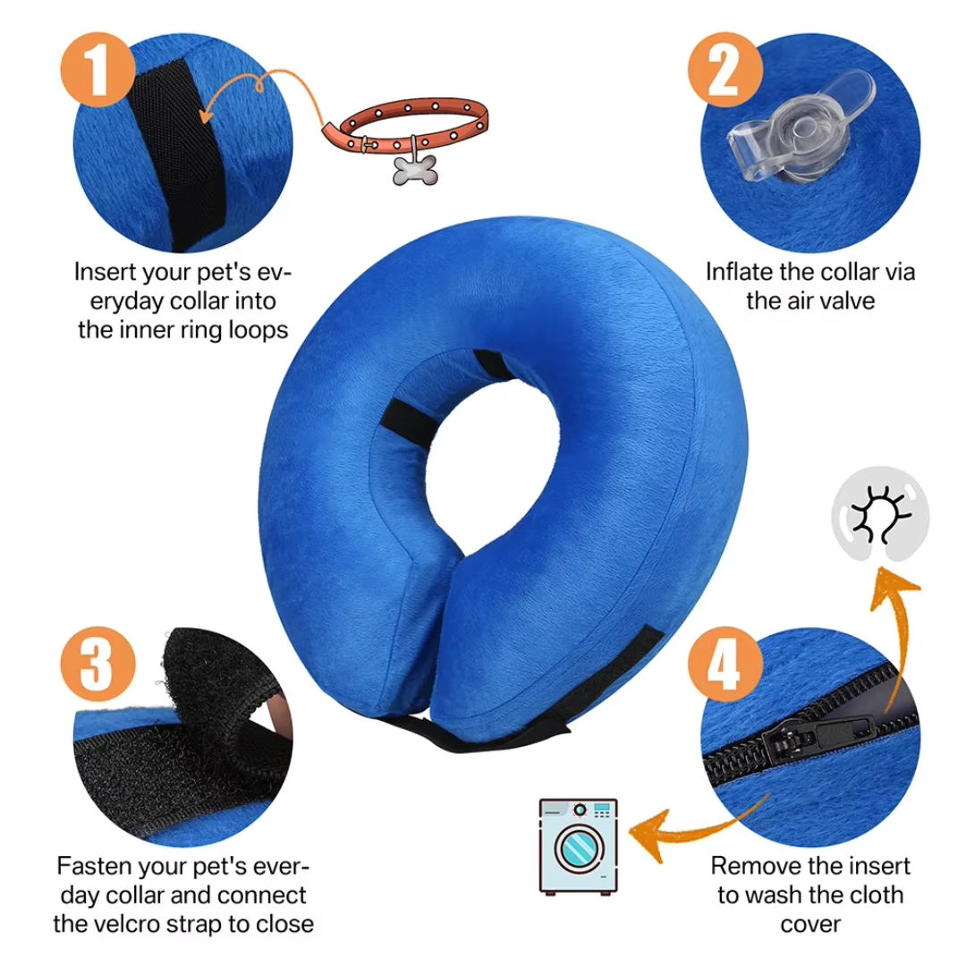 Collier de chien gonflable protecteur - Anneau de récupération doux et confortable