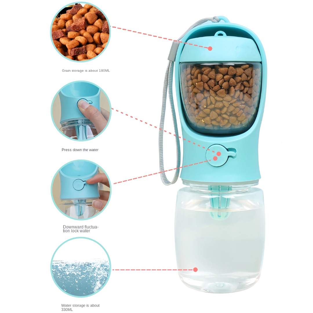 Bouteille d'eau portable pour chien & Conteneur de nourriture
