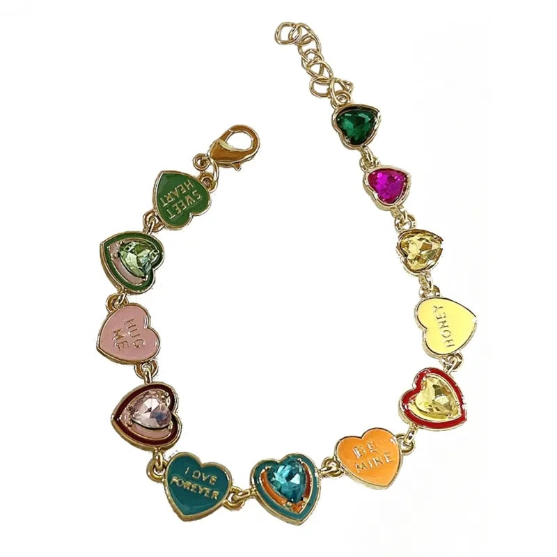 Bracelet en émail de goutte d'huile couleur amour