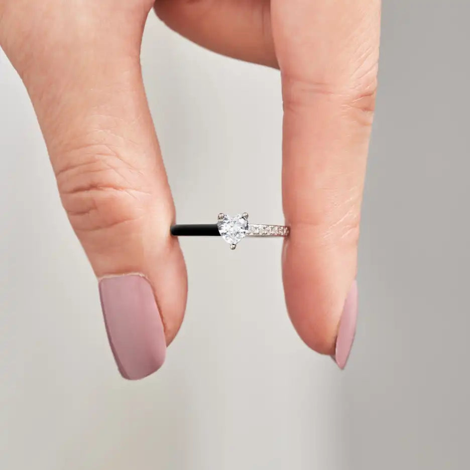 Bague en argent avec émail – Je choisis la paix