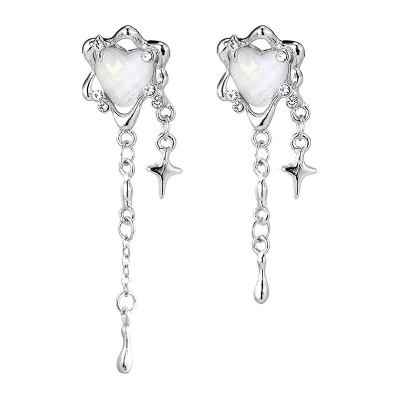 Boucles d'oreilles étoiles à pompons en forme de cœur irrégulier