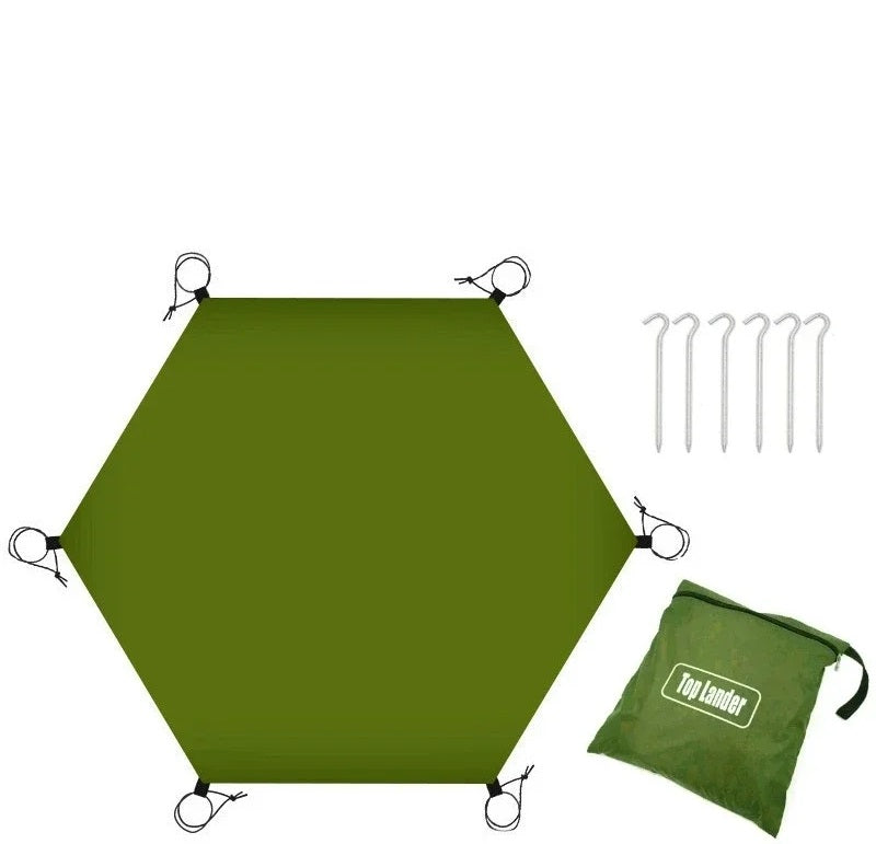 Tapis de Camping Imperméable Surdimensionné – Tarp Hexagonal/Octogonal 4,1x4,1m pour Plage, Voyage, Pique-nique et Ombre Extérieure