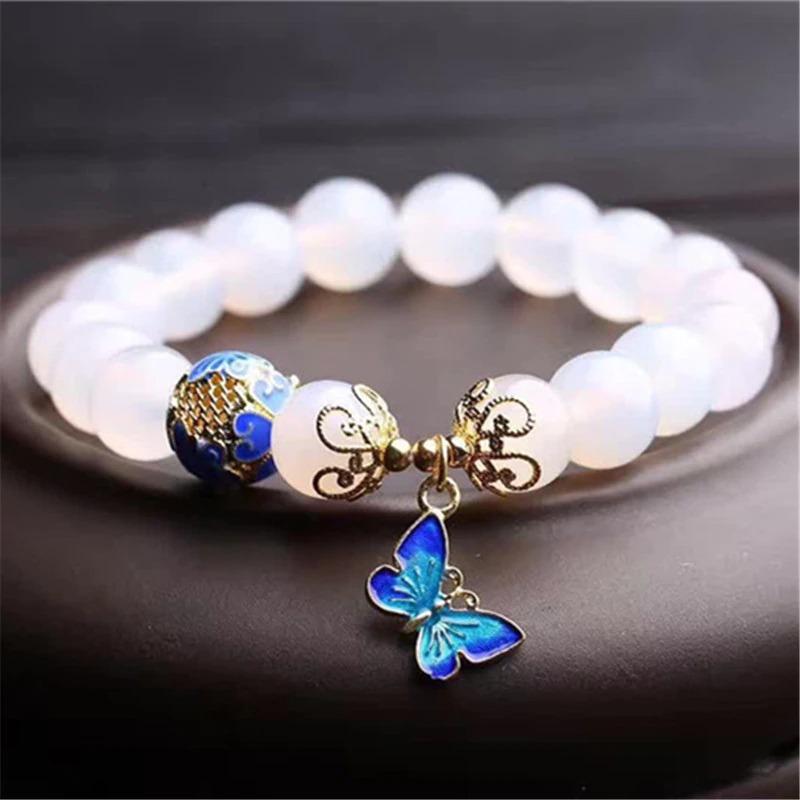 Bracelet en Agate Blanche Papillon – Evelina
