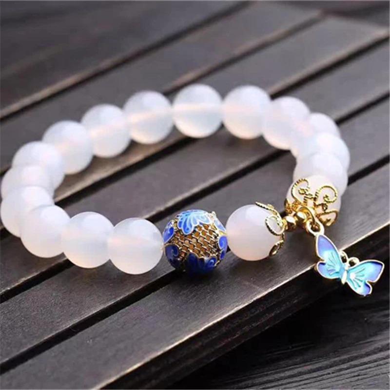 Bracelet en Agate Blanche Papillon – Evelina