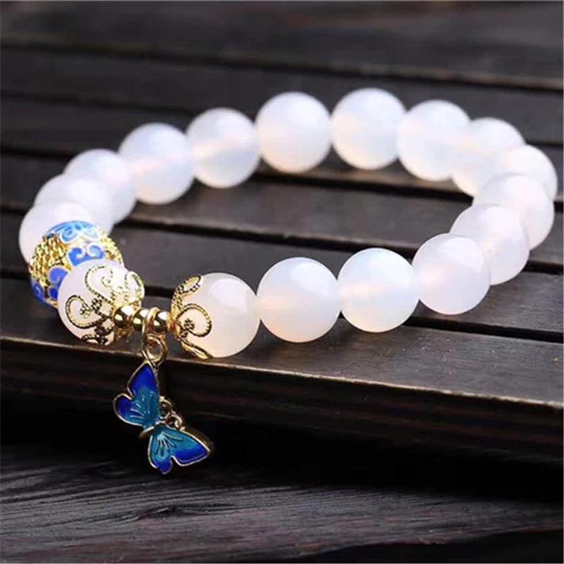 Bracelet en Agate Blanche Papillon – Evelina