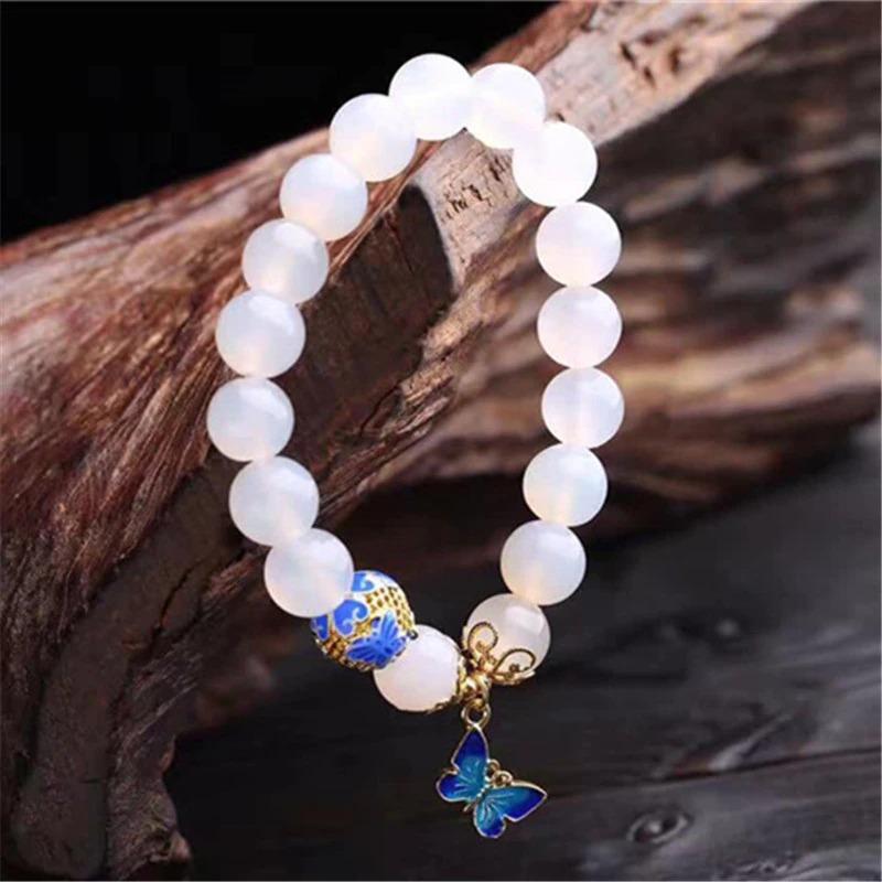 Bracelet en Agate Blanche Papillon – Evelina