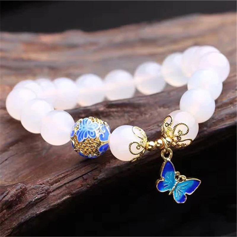 Bracelet en Agate Blanche Papillon – Evelina