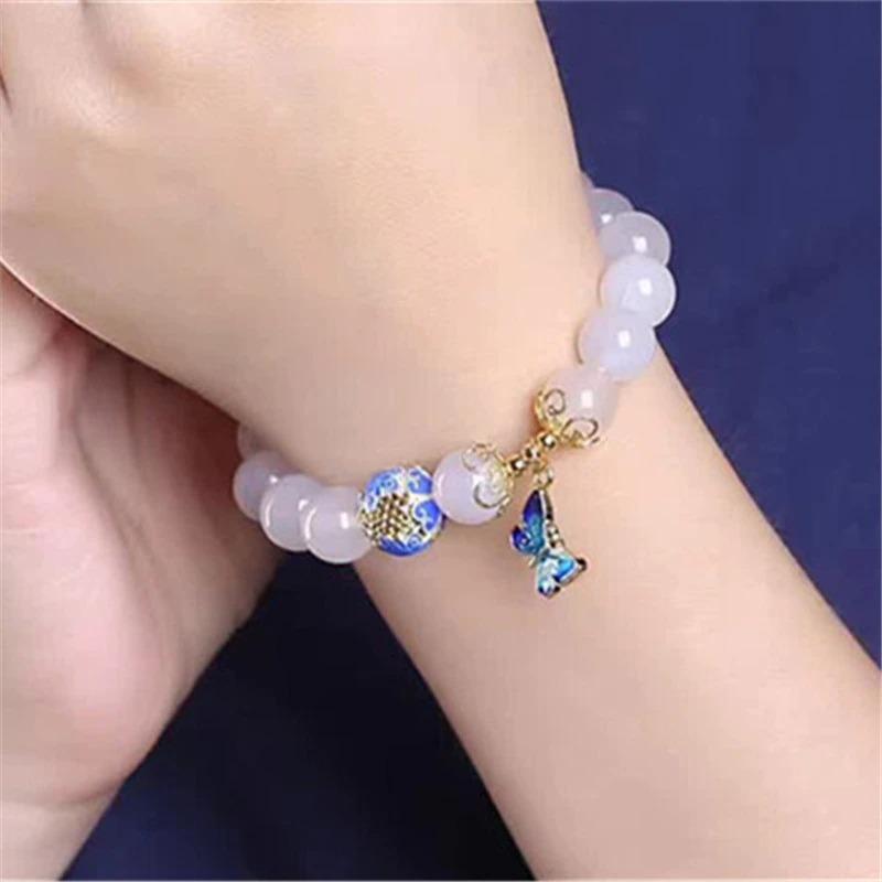 Bracelet en Agate Blanche Papillon – Evelina