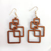 Boucles d'oreilles en bois en forme de goutte carrée